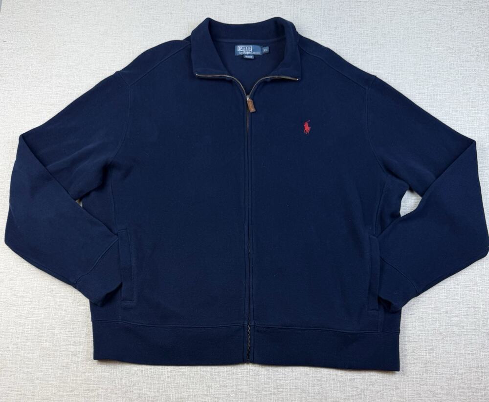 Polo Ralph Lauren Men’s XL Navy Full Zip Sweatshirt Jacket Red Pony